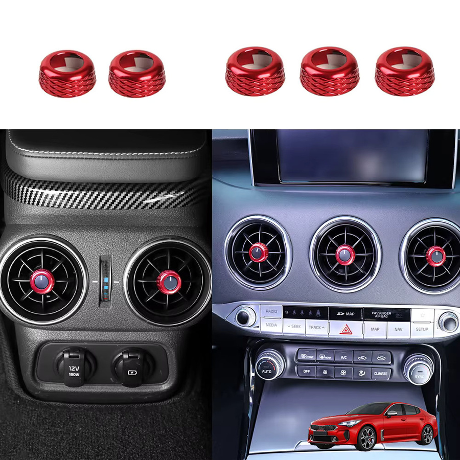TYWZ Dashboard Zierleisten Set für Kia Stinger 2018-2023 aus Aluminium in Rot, 5-teiliges Set für AC-Lüftungsdüsen und Mittelkonsole - Bild 5