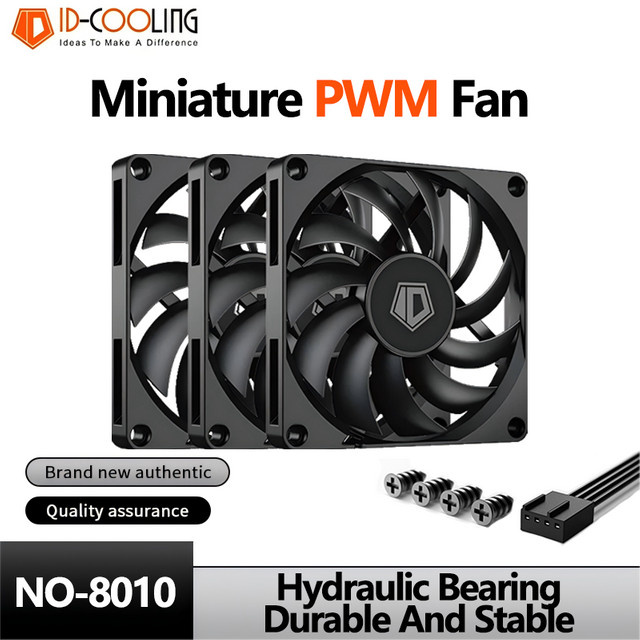 ID-COOLING NO-8010-PWM Gehäuselüfter Schwarz, 80 mm, Dicke: 1 cm, PWM-gesteuert - Bild 1
