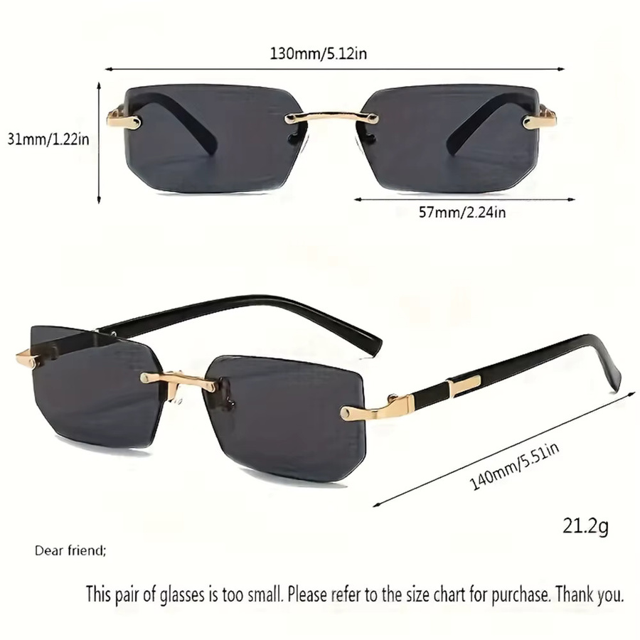 ZXWLYXGX Sonnenbrille, randlos, rechteckig, Metall, Unisex - Bild 2