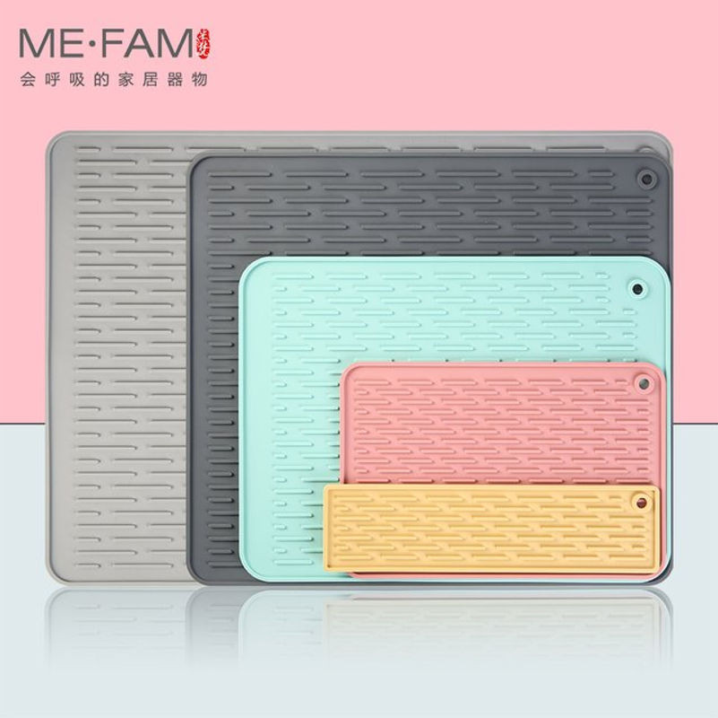 Rutschfeste Silikon-Trocknungsmatte von ME.FAM in Blau und Mehrfarbig, Rechteckige Löffelablage und Untersetzer für die Küche - Bild 1