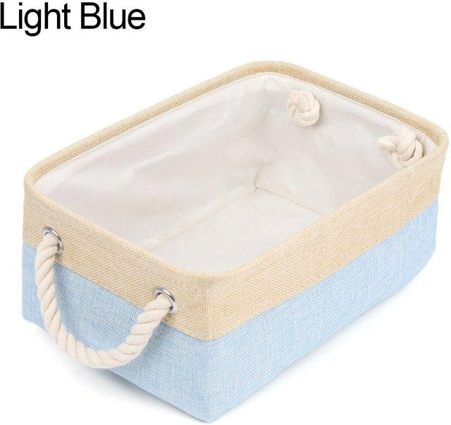 Faltbarer Aufbewahrungskorb aus Leinen von Love Home Garden in Hellblau zur Organisation von Kleinkram, Socken und Spielzeug, B/T/H: 31,0 x 21,0 x 13,0 cm - Bild 1