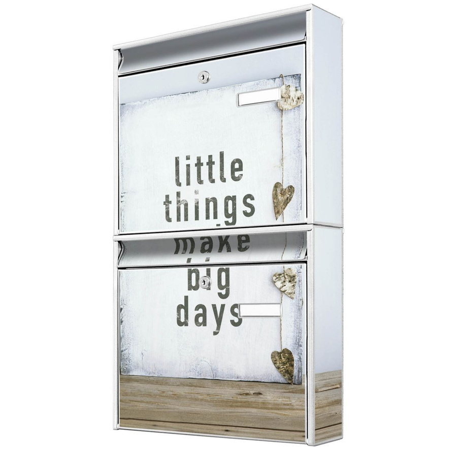 banjado Burg Wächter Doppelbriefkastenanlage in Weiß, flexibel erweiterbar mit Motiv Little Things, B/H/T: 64,5 x 36,2 x 10,0 cm - Bild 1