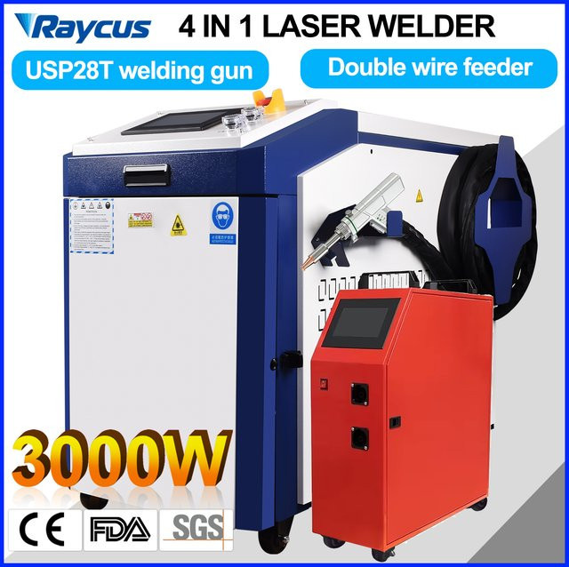 Raycus 4 in 1 Handheld Laser Schweißmaschine SUP28T mit 3000 W und Doppel Draht Feeder zum Schweißen, Schneiden, Reinigen und Löten für Metall - Bild 1
