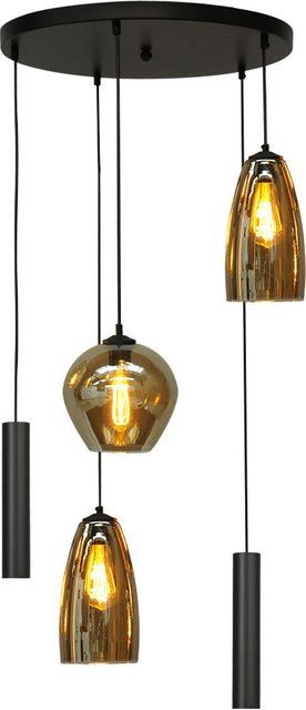 Masterlight Quinto 3/2 Pendelleuchte 5-flammig rund in Rauch Fumé mit Glas-Elementen - Bild 1