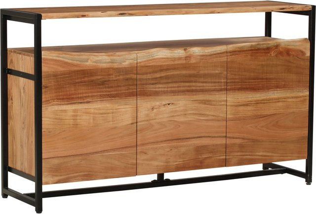 DELUKE Sideboard BJORN aus Akazienholz in Natur mit Soft-Close-Schubladen, B/T/H: 87 x 42 x 145 cm - Bild 1