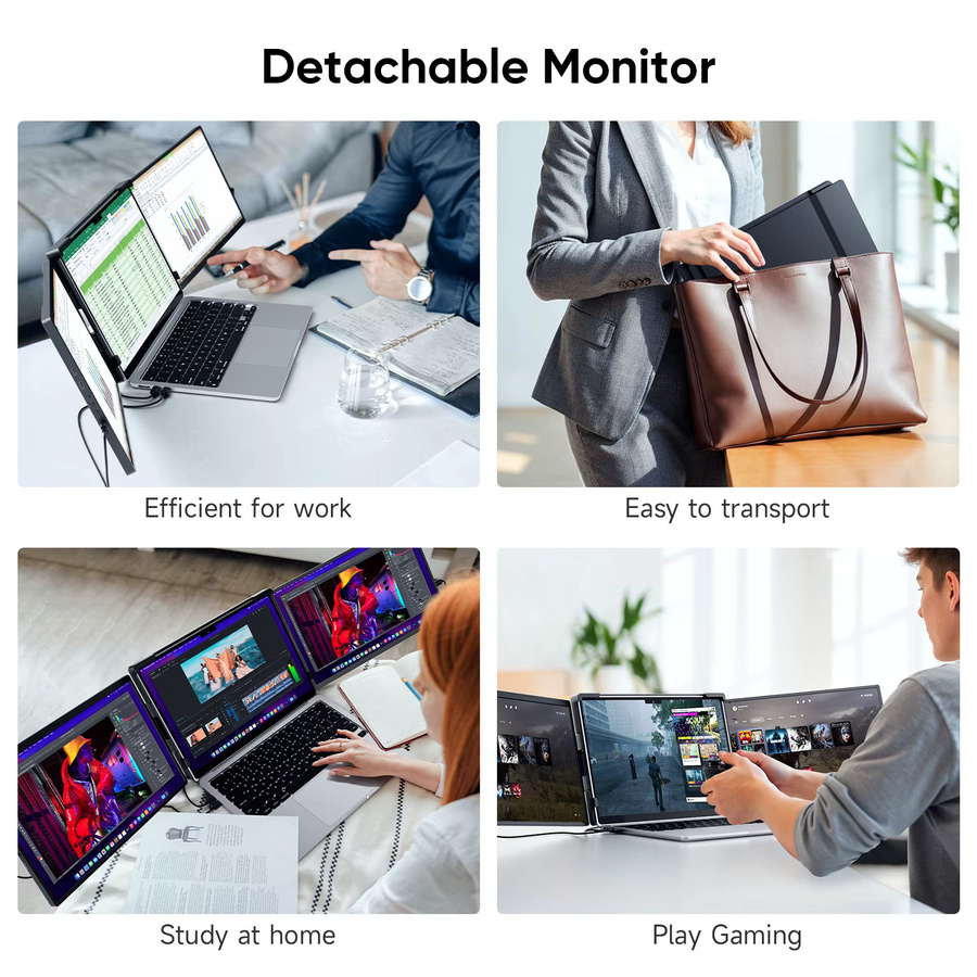 Dopesplay Dual-Screen-Extender 14,1 Zoll Tragbarer Monitor FHD 1200P IPS Zweites Display für Laptop und Mac in Schwarz - Bild 6