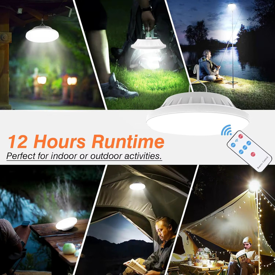 XIWANGFIRE LED-Laterne mit Solarladung und USB-Wiederaufladung, tragbares Nachtlicht in Weiß mit Fernbedienung für Camping und Garten - Bild 3