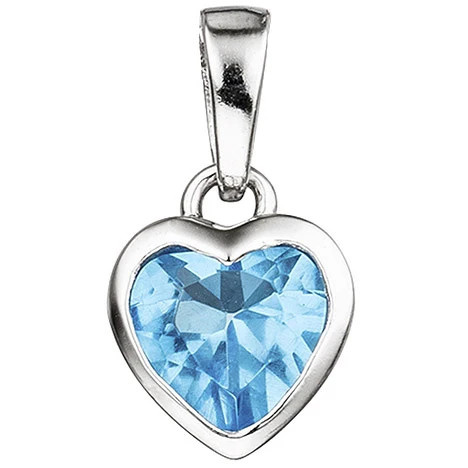 Colkid Anhänger Herz, 925 Sterling Silber, 1 Kristall blau, Kinder - Bild 1