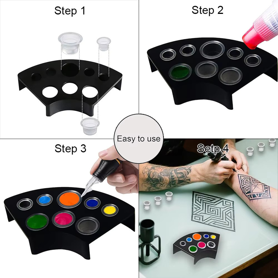 PEPAX Tattoo-Tintenkappen mit Becherhalter-Ständer, 600 Stück, Einweg - Bild 4