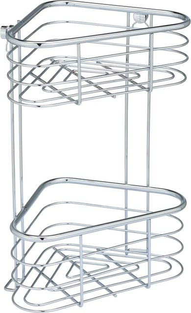 WENKO Eckregal Trestina Edelstahl Silber, 2 Etagen, Wandmontage für Badezimmer und Dusche, Breite: 35,0 cm, Tiefe: 25,0 cm, Höhe: 35,0 cm - Bild 1