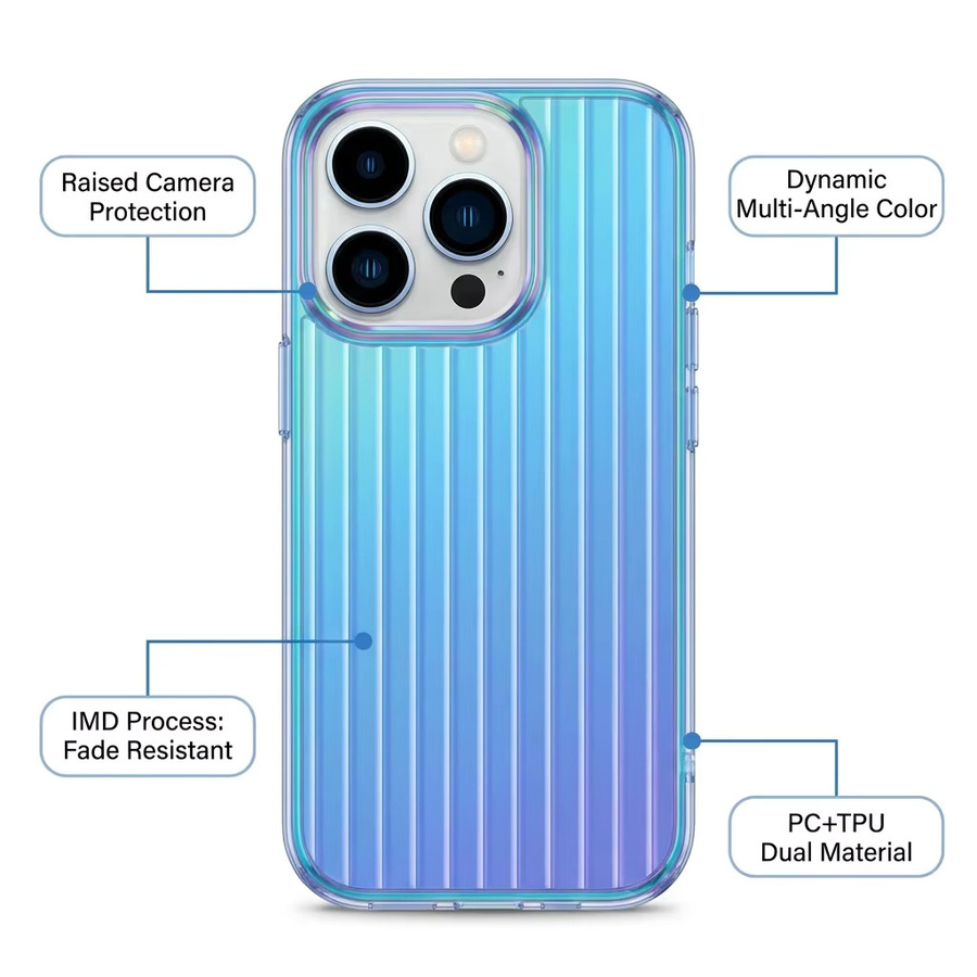Stoßfeste Handyhülle mit Koffer-Textur für Apple iPhone 17 16 15 14 13 12 Pro Max, halbtransparent und glänzend in Rotlicht-Optik - Bild 1