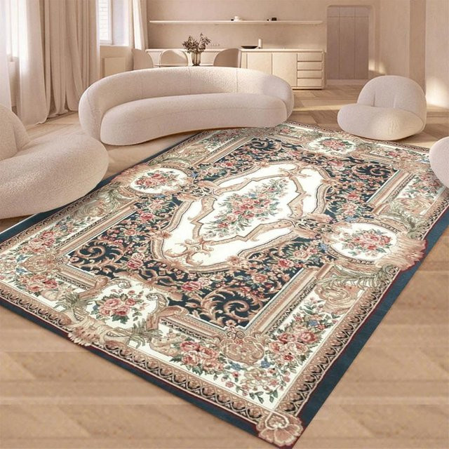 Vintage Rustikaler Teppich Shabby Rose in Multicolour, Floraler Bodenteppich für Wohnzimmer und Schlafzimmer, B/T: 120 x 160 cm - Bild 1