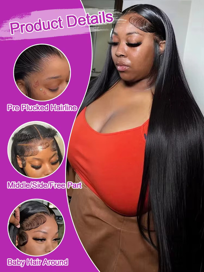 HJ WEAVE BEAUTY Echthaarperücke, 100% Brasilianisches Echthaar, Schwarz, Damen - Bild 2