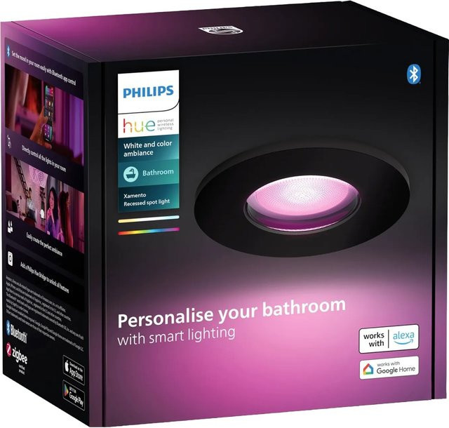 Philips Hue Xamento Smart LED Einbaustrahler White & Color Ambiance Schwarz Rund IP44 - Bild 2