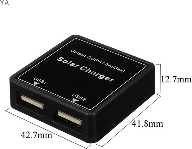 YA Solarpanel-Powerbank mit Dual-USB-Ladefunktion und Spannungsregler, Schwarz - Bild 1