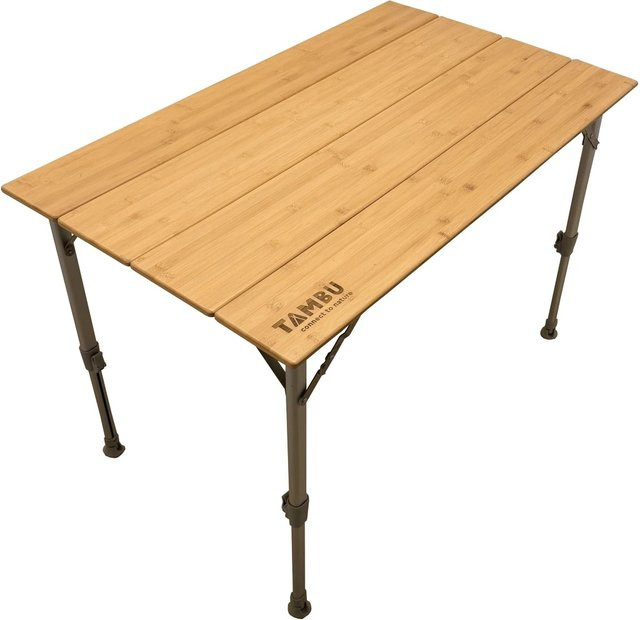 TAMBU Campingtisch BISTA aus Bambus und Aluminium, höhenverstellbar und faltbar, Braun, B/T: 100 x 60 cm - Bild 1