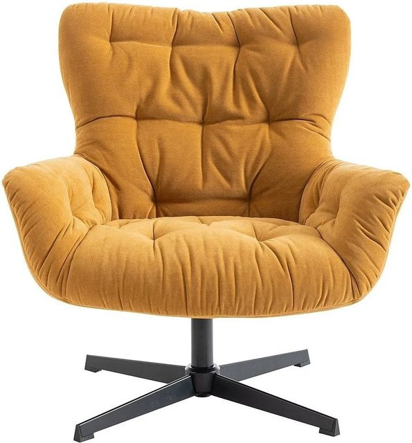 Vente-unique Sessel Ophelie mit gerader Rückenlehne in Gelb, Höhe: 83 cm - Bild 1