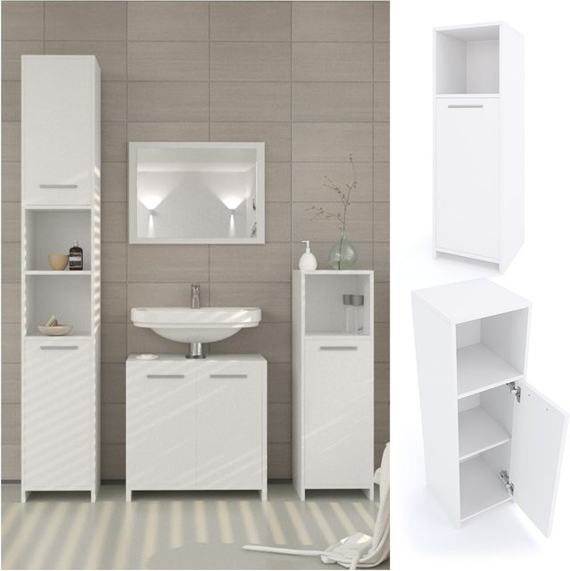 Vicco Badschrank Kiko Midischrank in Weiß B: 30 cm, H: 95 cm - Bild 1
