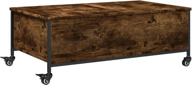 vidaXL Couchtisch aus Holzwerkstoff in Geräucherte Eiche mit Rollen, B/T/H: 91 x 55 x 34 cm - Bild 1