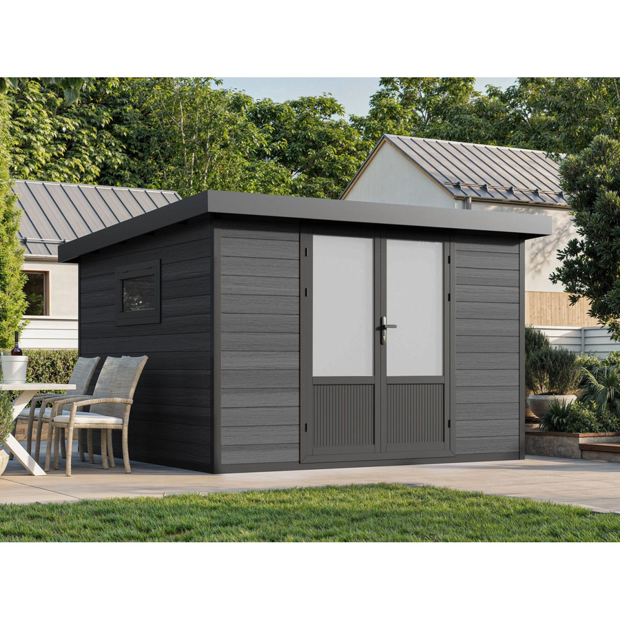 Fjordholz WPC Gartenhaus Style DeLuxe in Anthrazit Grau mit Aluminium-Elementen und 8,4 m² Fläche - Bild 2
