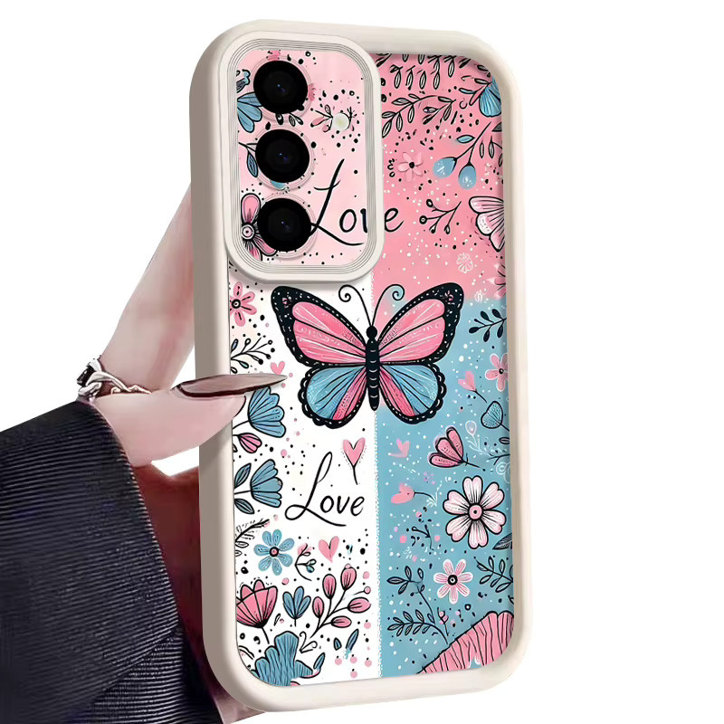 Schutzhülle mit Schmetterling-Blumen-Muster für Samsung Galaxy S25 S24 S23 Ultra S22 Plus S21 FE aus weichem TPU Silikon in Weiß und Multicolour - Bild 4