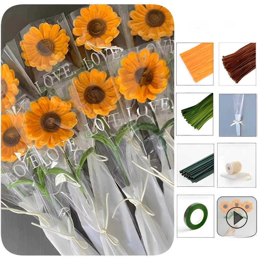 DIY-Handwerkszubehör Set zur Herstellung künstlicher Sonnenblumensträuße in Gelb - Bild 3