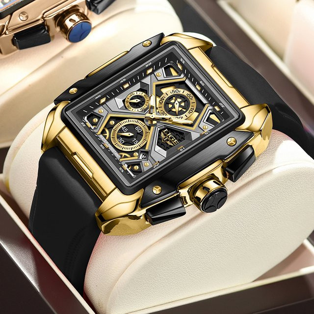 Lige Chronograph, Quarz, eckig, Silikon, Weiß, Herren - Bild 1