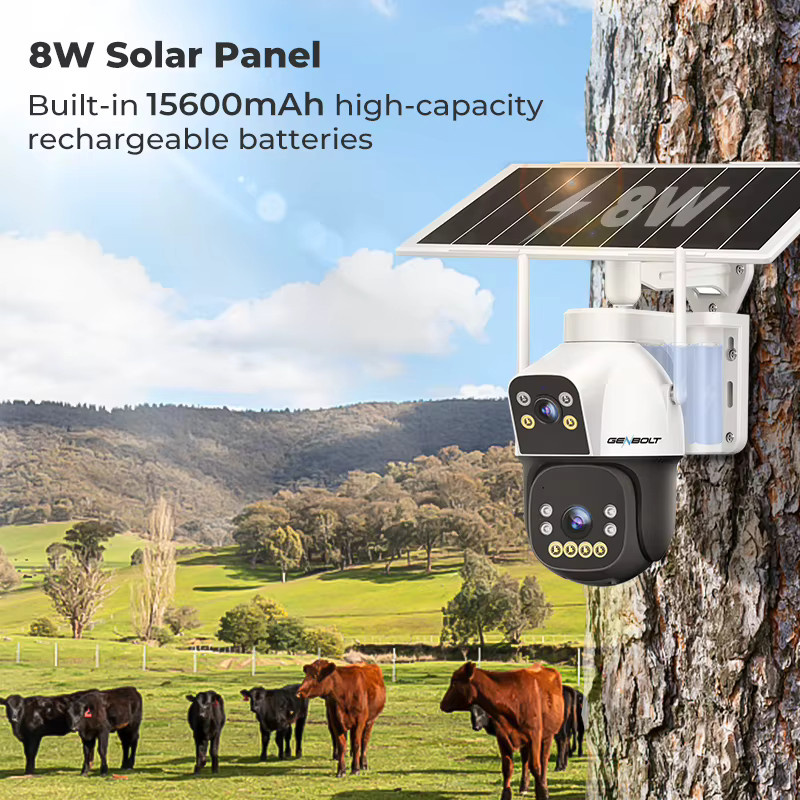 GENBOLT 4G AOV Solarbetriebene Überwachungskamera für den Außenbereich, kabellose LTE-CCTV-Kamera mit SIM-Karte, 3MP+3MP Dual-Linse, 15600mAh Akku, Weiß - Bild 6
