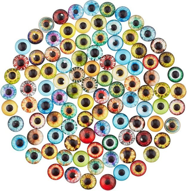 Glascabochon Drachenösen, 12 mm, Katze Eule Vogelauge - Bild 1