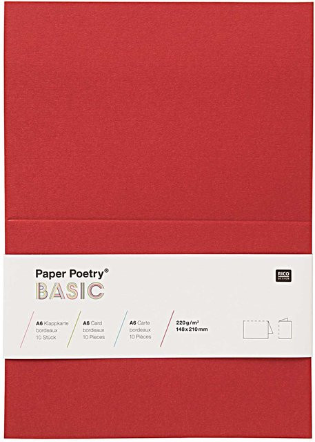 Rico Design Paper Poetry Klappkarten Basic A6 in Bordeaux, 10 Stück - Bild 1
