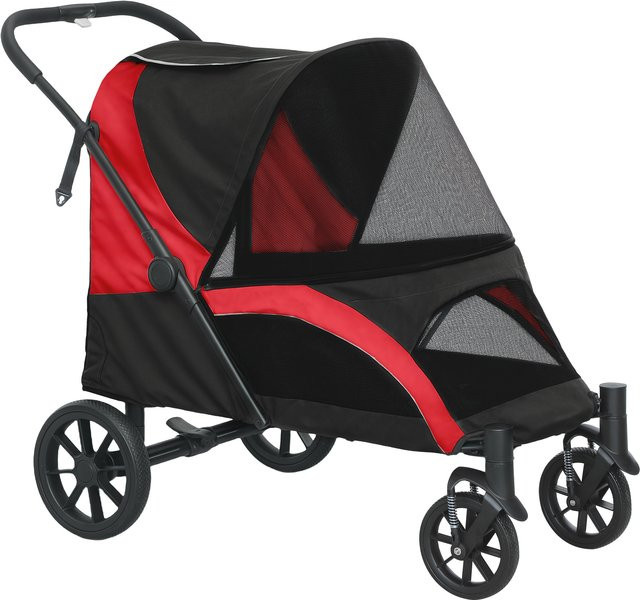 PawHut Hundewagen und Katzenbuggy klappbar für große Hunde und Katzen bis 30 kg, Schwarz - Bild 1