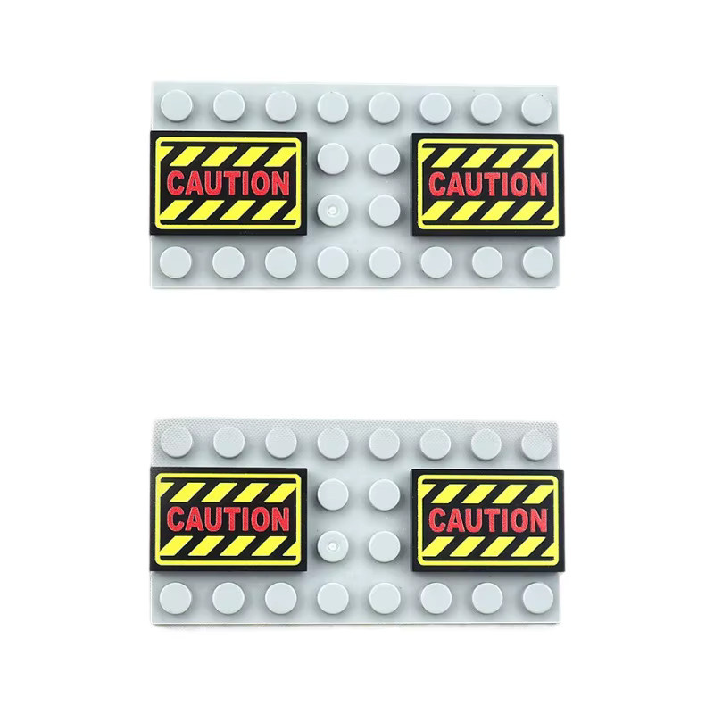 SixBricks Bedruckte Vorsicht 26603 Warnschild-Muster Bausteine, 10-teiliges Set - Bild 2