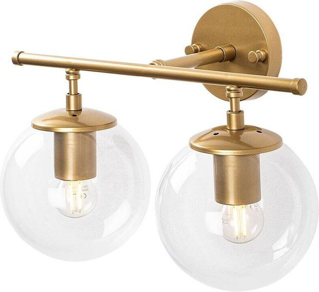 Opviq Wandleuchte in Gold aus Metall und Glas mit 2 E14 Fassungen, B/H/T: 24 x 16 x 36 cm - Bild 1
