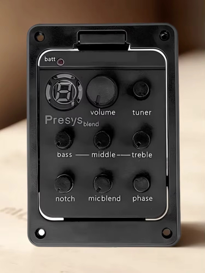 Presys Blend 301 Gitarren-Tonabnehmer in Schwarz mit Mikrofon, Dual-Modus-Vorverstärker, EQ, Tuner und Beat-On-Board für Soundhole-Akkustikgitarren - Bild 6