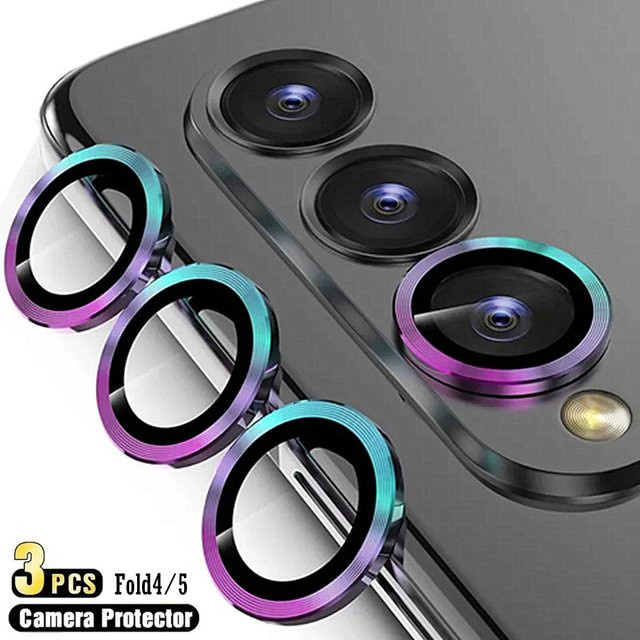 Samsung Galaxy Z Flip5 Fold5 Fold4 Kamera Schutz Abdeckung mit Metallic Glanz in Schwarz - Bild 1