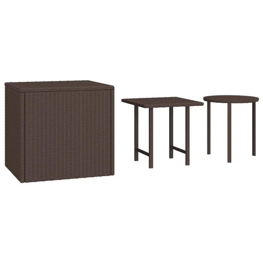 vidaXL Set Garten-Beistelltische aus Polyrattan in Braun, 3 Stück - Bild 2