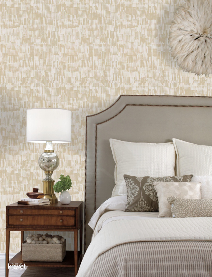 Kravet Wallpaper Marked in Stone Beige mit abstraktem Design als moderne Vlies Tapete - Bild 1
