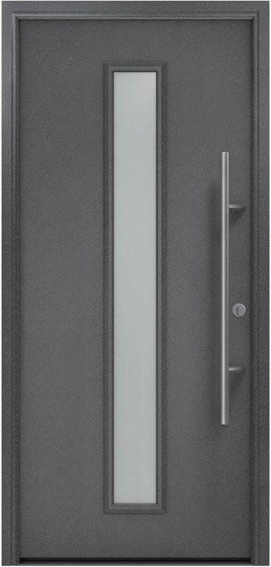 EcoStar Haustür Isopro Secur IPS 020S in Anthrazitmetallic mit Glaseinsatz, RC2, B: 110 cm, H: 210 cm, DIN Rechts - Bild 1