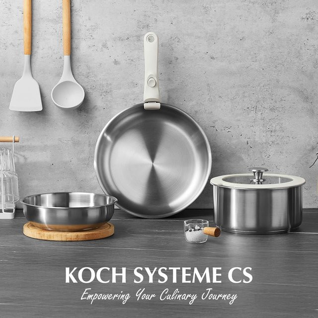 KOCH SYSTEME CS 7-teiliges Edelstahl-Kochgeschirr-Set mit abnehmbarem Griff in Silber für Induktion - Bild 1