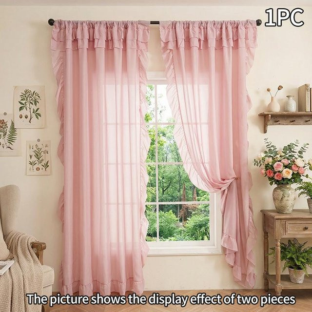 Trend Aura Raffrollo-Gardine aus Voile-Tüll in Pink, lichtdurchlässiger Vorhang für Wohnzimmer und Schlafzimmer, Breite: 140 cm, Höhe: 260 cm - Bild 1