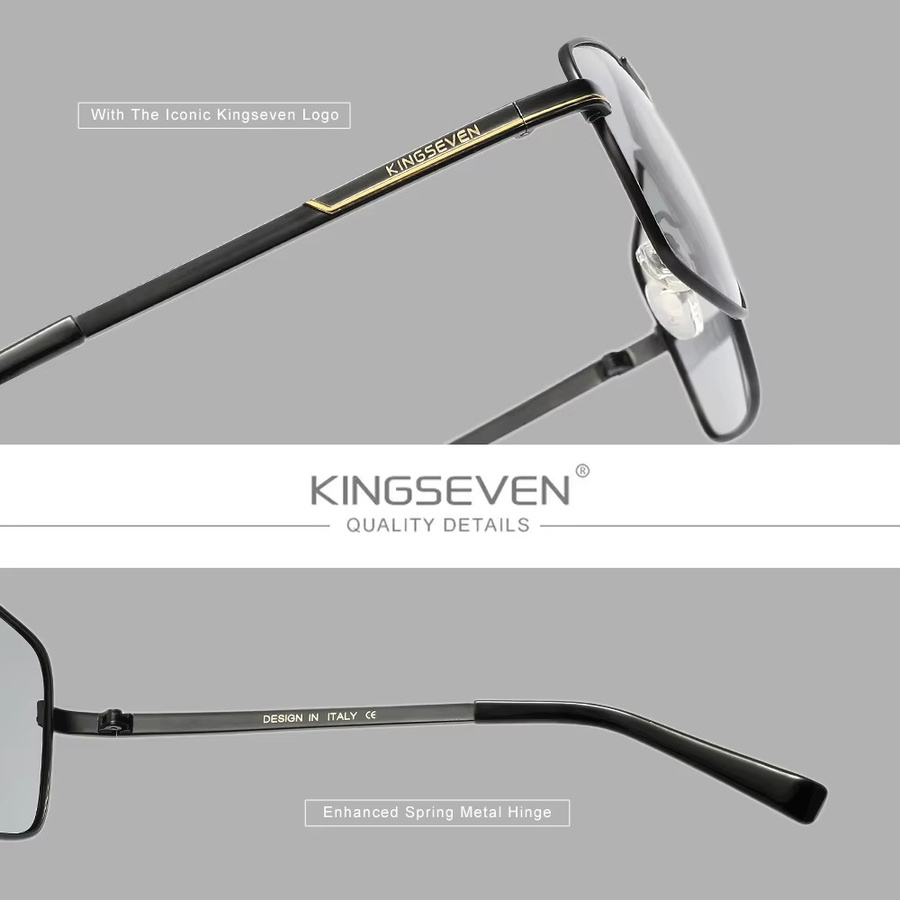 KINGSEVEN Sonnenbrille, Rechteck, Vollrand, Metall, Schwarz, Männer - Bild 2