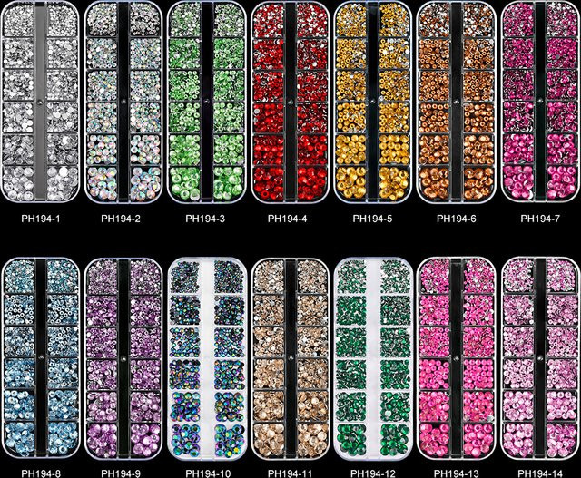 HotPress Nail Art Strass Kit, Glas AB Kristall, Glänzend - Bild 1