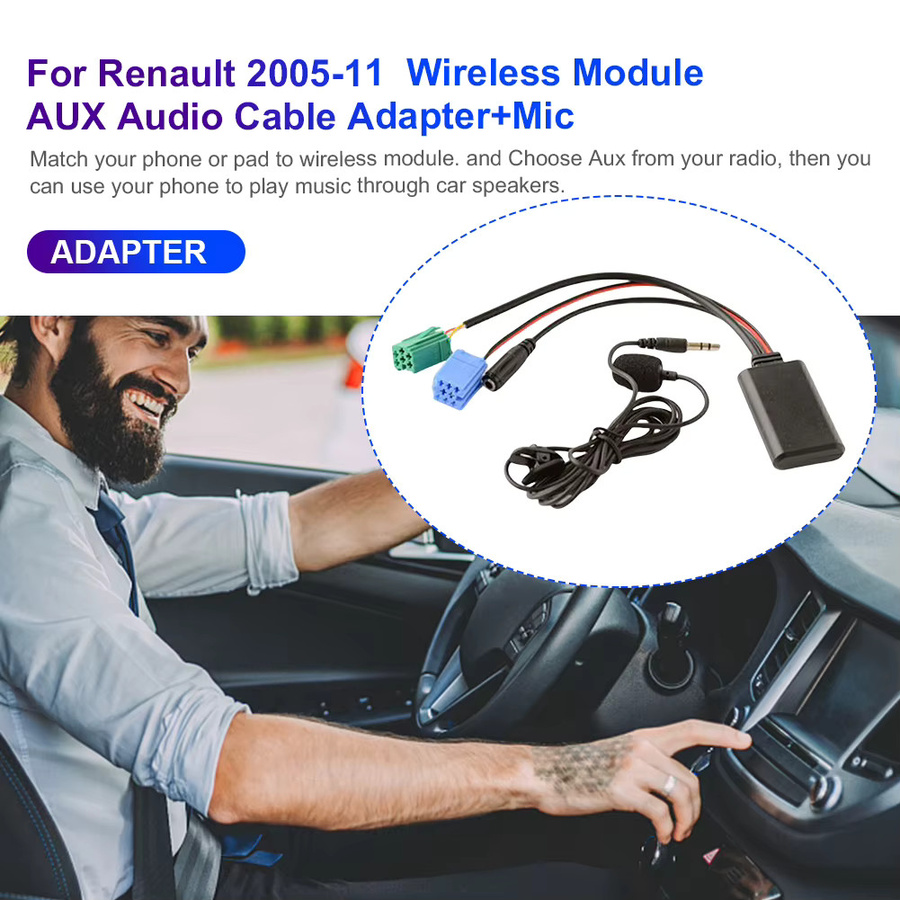 Shunmaii Bluetooth-Modul mit AUX-Kabeladapter und Freisprecheinrichtung für Renault Update List Radio, Schwarz - Bild 3