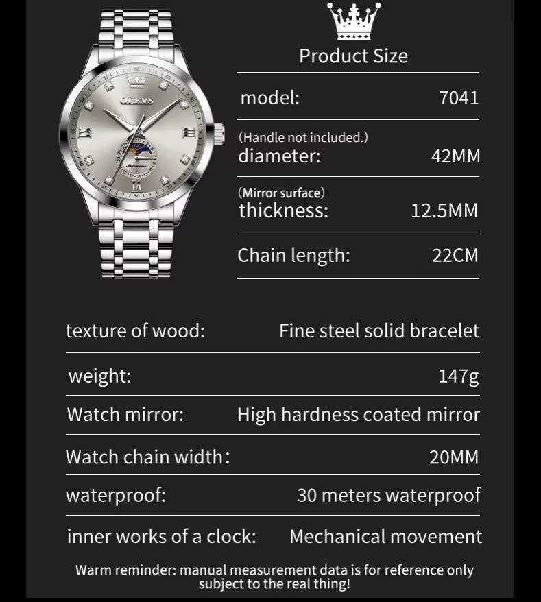 OLEVS Armbanduhr Automatik, Edelstahl, Bicolor, Gold, Herren - Bild 5