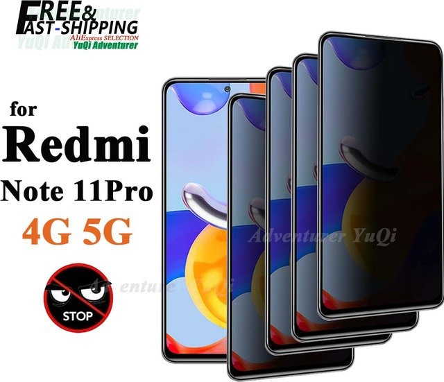 Xiaomi Anti-Spionage-Displayschutz aus gehärtetem Glas für Redmi Note 11 Pro 4G und 5G mit 9H Privacy Peep Funktion - Bild 1