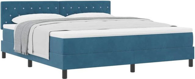 vidaXL Boxspringbett mit Matratze aus Samt in Dunkelblau, B/T/H: 180 x 200 x 183 cm - Bild 1