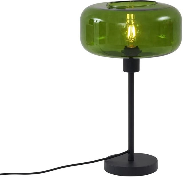 QAZQA Retro Tischleuchte Bizle in Schwarz mit grünem Glas für Schreibtisch und Leseecken - Bild 1