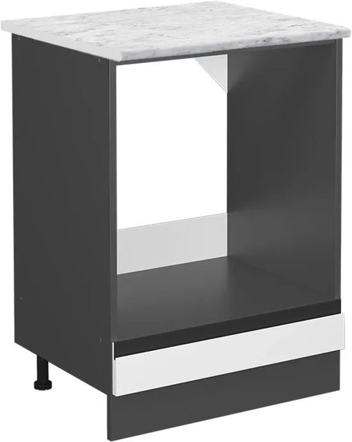 Vicco Herdumbauschrank R-Line Weiß/Anthrazit mit Marmor-Optik B/T/H: 60,0 x 46,0 x 81,6 cm - Bild 1