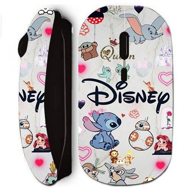 Kabellose ergonomische Maus von MANIACASE mit Disney Motiven Stitch Ariel und Dumbo in Schwarz und Multicolour mit USB-A Anschluss - Bild 1