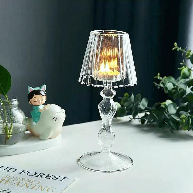 Household supplies MH Kerzenständer aus Glas im europäischen Stil, transparent und gestreift - Bild 2